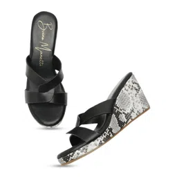 Bruno Manetti Printed Open Toe Wedges image 3