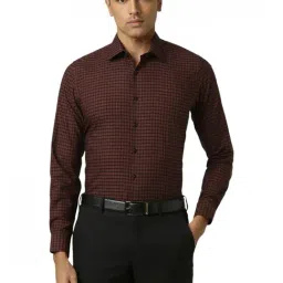 Van Heusen Brown Slim Fit Checks Shirt-picture-3