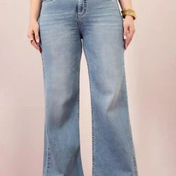 Miss Chase A+ Light Blue Denim Solid High Rise Jeans-picture-14