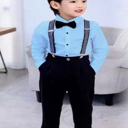 DECODER Boys Long Sleeves Shirt With Trouser & Suspenders-92