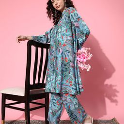 Varanga Women Abstract Printed Regular A-Line Kurta with Trousers-picture-6