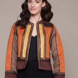 Label Ritu Kumar Colourblocked Open Front Jacket-21