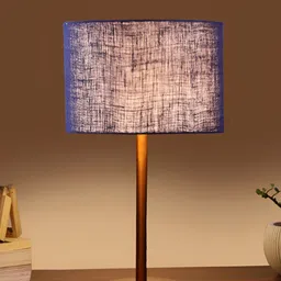 Aura Blue Textured Cylindrical Shaped Table Lamp-image-42