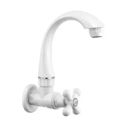 Sparsh Pearl Sink Tap with Flange Alfa Series PTMT White Glossy Finish, AF-415-image-66