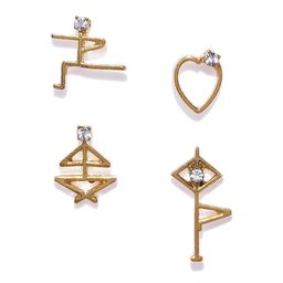 OOMPH Set of 4 Gold-Toned Mismatch Studs-image-75