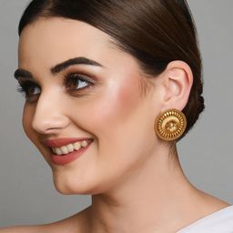 Fida Gold-Toned Circular Studs Earrings-picture-53