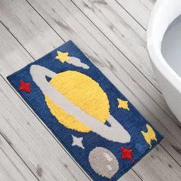 Home Centre Blue & Yellow Printed 300 GSM Rectangular Bath Mat-picture-1