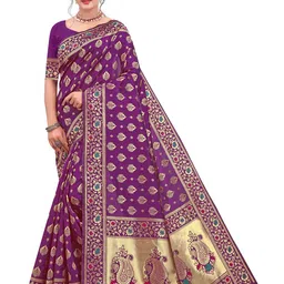 Maroosh Floral Zari Silk Fusion Banarasi Saree-image-72