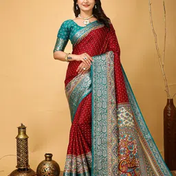 HERE&NOW Ethnic Motifs Zari Banarasi Saree-picture-43
