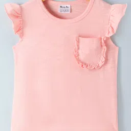 Kookie Kids Short Frill Sleeves Textured Top - Light Orange-picture-27