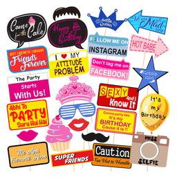 Zyozi Multicolor Theme Photobooth Props for Birthday - Pack of 26-image-46