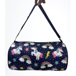 Li'll Pumpkins Swimming Gym Travel Duffle Round Bag with Side Zip Pocket Unicorn Printed - Blue-image-77