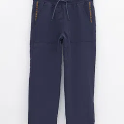 LC Waikiki Placement Text Printed Fleece Lined Trousers - Anthracite Blue-picture-21
