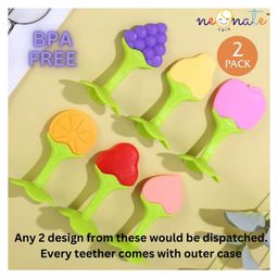 Neonate Care Silicone Grapes & Strawberry Shape Teether Pack of 2 - Multicolour-11