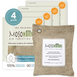 Moso Natural Odor Eliminator Chemical Free Unscented Premium Moso Bamboo Charcoal Air Purifying Bag 200g Pack of 4 - Natural-25