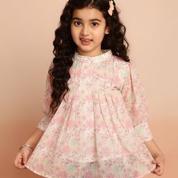 ISHTI  Three Fourth Sleeves Floral Printed Top - Pink-image-6