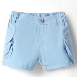 Olio Kids Cotton Knit Above Knee Length Solid Color Shorts - Light Blue-picture-23