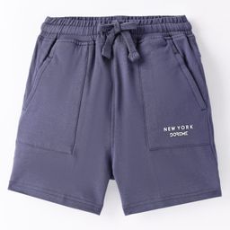 Doreme Single Jersey Knit Above Knee Length Shorts With New York Print - Navy Blue-image-71
