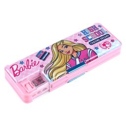 Barbie Printed 2 Button Pencil Box - Light Pink-25