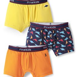 Pine Kids Cotton Elastane Knit Trunk With Dino Print Pack Of 3 (Colour May Vary)-image-54