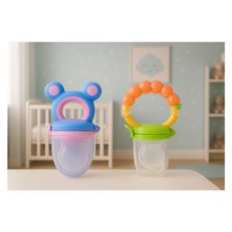 KIDS BASIC Premium Silicone Fruit Mickey Nibbler & Rattle Nibbler - Blue & Orange (Pack of 2)-15
