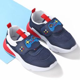 Cute Walk by Babyhug Velcro Closure Sneaker Shoes With Gaming Remote Control Print - Navy Blue-picture-37