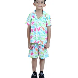 Tilism Cotton Knit Half Sleeves Bunny Printed Coordinating Shirt & Shorts Night Suit Set - Multi Colour-picture-21