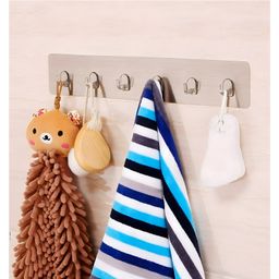 COZY VIBES Plastic Multi-Functional Self Adhesive No Drilling 6 Hooks Strip- PACK OF 1- COLOR MAY VARY-picture-17