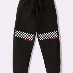 KAVEE Pure Cotton Knit Race Mode On Text Printed Biowashed Lounge Pants - Black-picture-17