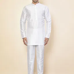 Arihant Rai Sinha Mandarin Collar Satin Straight Kurta With Trousers-image-40
