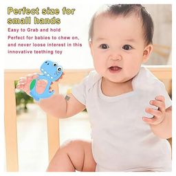 Tony Stark Cute Dinosaur Silicone Baby Teether for Teething Gums, Teether for 3+ Months Baby, Helps Biting Skills Development, Colour & Shape Recognition, Food Grade Silicone, Teething Toy for Infants, Babies, and Toddlers (Blue) image 2