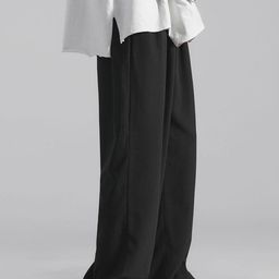KPOP Men Solid Mid-Rise Comfort Loose Fit Trousers-picture-43