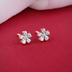 GIVA Women 14 Kt Rose Gold Flora Blush Diamond Earrings-image-45