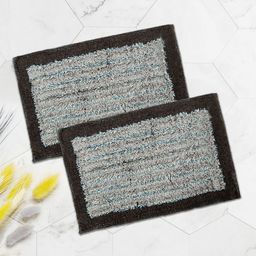 Aura 2Pcs Brown & White Cotton Anti-Skid Doormats-9