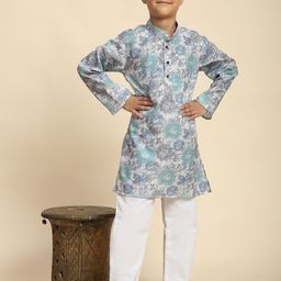 Pro-Ethic STYLE DEVELOPER Boys Paisley Printed Regular Pure Cotton Kurta with Pyjamas-42