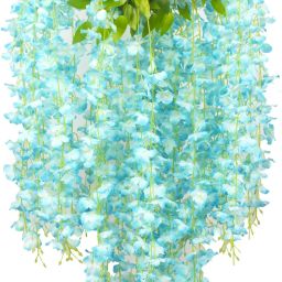 Artificial Vine Fake Wisteria Hanging Flowers, String Home, Party Decoration Blue Westeria Artificial Flower-image-71