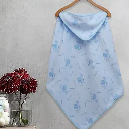 FABINALIV Infant Kids Blue Printed 420 GSM Cotton Hooded Bath Towel-image-69