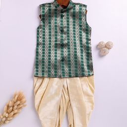 JBN Creation Boys Mandarin Collar Sleeveless Kurta With Dhoti Pants-34