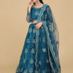 Warthy Ent Embroidered Semi-Stitched Lehenga With Unstitched Blouse With Dupatta image 5