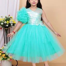 Jhilik Garments Girls Self Design Net Fit & Flare Dress-image-41