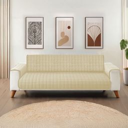 URBAN SPACE Beige 3 Seater Quilted Sofa Cover With Arms-image-56