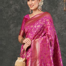 KALINI Ethnic Motifs Zari Art Silk Banarasi Saree-10