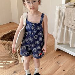 LULU & SKY Infant Girls Novelty Printed Square Neck Dungaree-picture-0