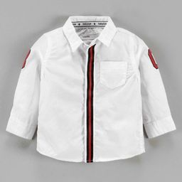 Babyoye Full Sleeves Cotton Shirt Letter Print - White-image-45