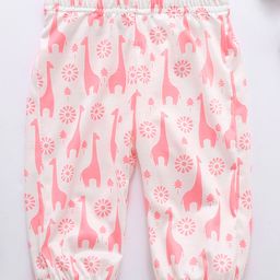 Kookie Kids Full Length Lounge Pant Giraffe Print - Pink-image-42