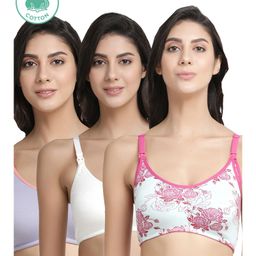 Inner Sense Pack Of 3 Organic Cotton Antimicrobial Soft Nursing Bra - Multicolor-image-26