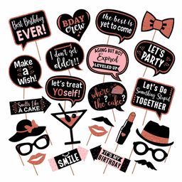 Zyozi Birthday Party Photo Props Multicolor - Pack Of 24-image-29