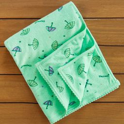 Tinycare Umbrella Print Baby Towel - Green-image-50