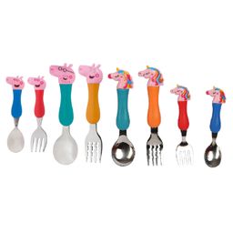 FunBlast Unicorn & Pig Printed Feeding Fork & Spoon Set Pack of 8 - Multicolour-12