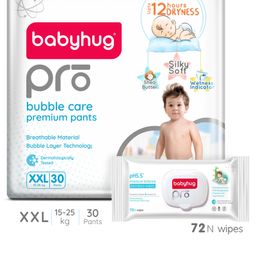 Babyhug Pro Bubble Care Premium Pant Style Diapers X Extra Large - 30 Pieces & Babyhug Pro pH 55 Moisture Balance Bamboo Wipes - 72 pieces-20